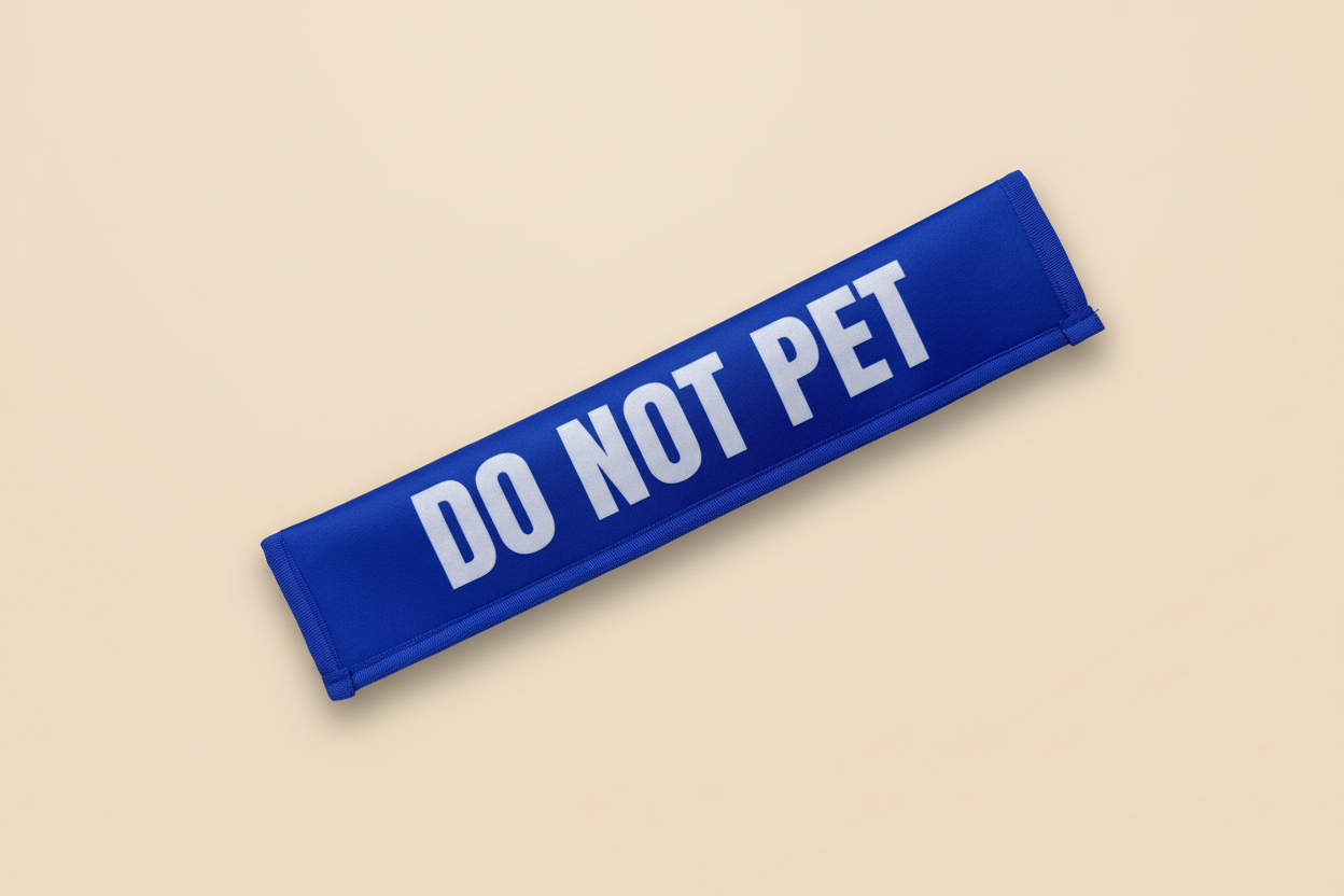 Blue DO NOT PET - Beige Background
