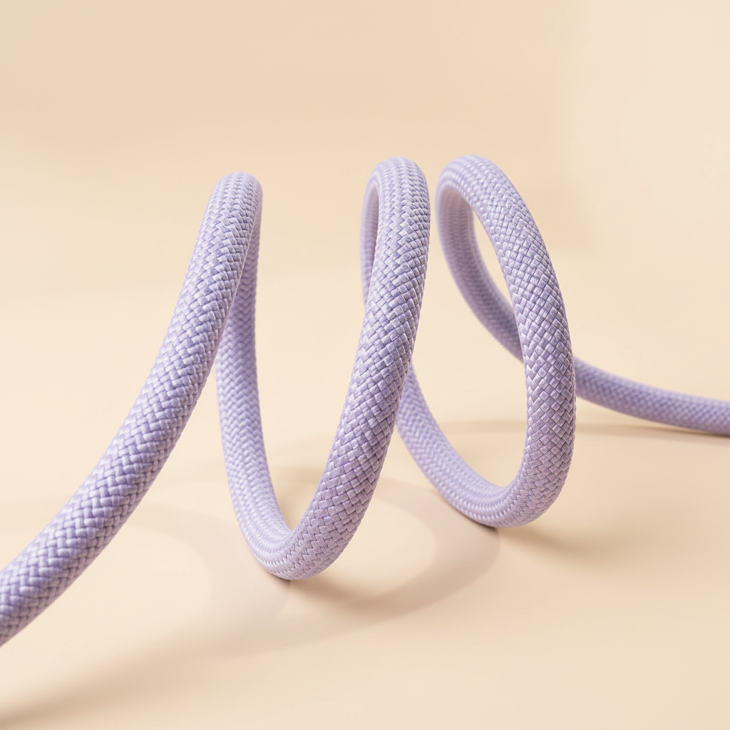Braided Nylon Rope on Beige Background