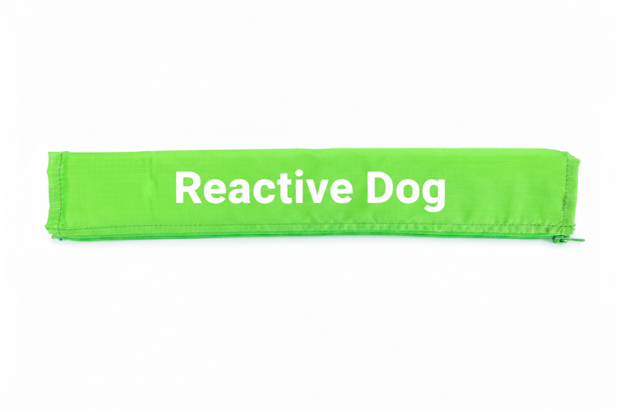 Green Leash Sleeve with Reactive Dog Text